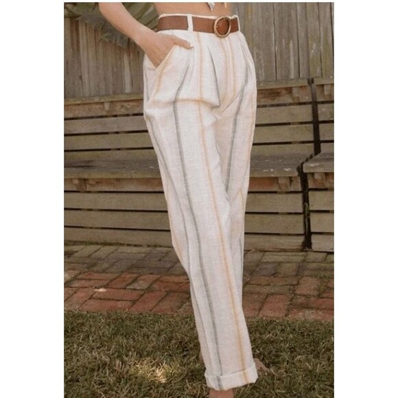 Billabong New Moves Pant Pastel Stripe Salty Blong Linen Pants Size 28 - Picture 2 of 13